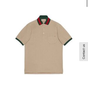 Gucci Tan Polo Shirt with Green and Red Trim